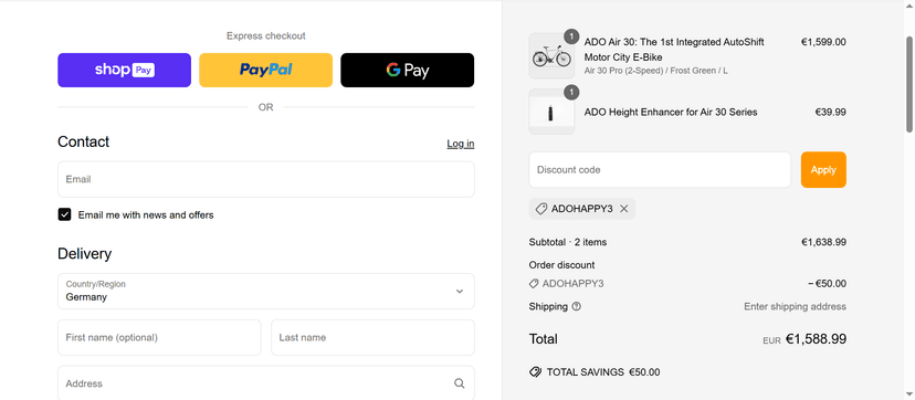 Ado Ebike Coupon Code - Get 15% Off on Folding E-Bike